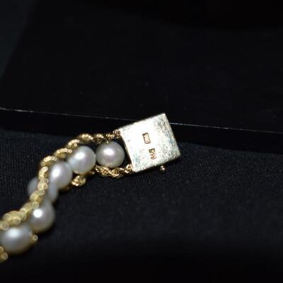 14 karat gold pearl chain bracelet