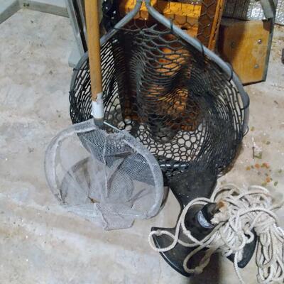 LOT 121  BOAT ANCHOR AND NETS