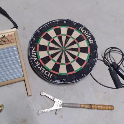 LOT 127   DARTBOARD AND OTHER FUN ITEMS
