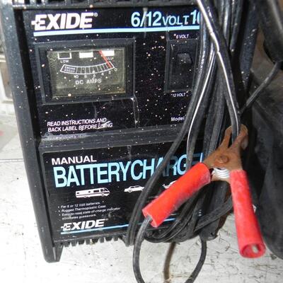 LOT  147   EXIDE BATTERY CHARGER AND OIL DRAIN PAN