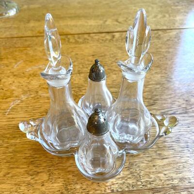 Lot 276 Antique Glass Candle Holders Creamer Sugar Divided Relish Fostoria