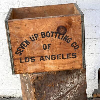 Lot 304 Group 4 Wooden Boxes Crates  Seven Up Los Angeles
