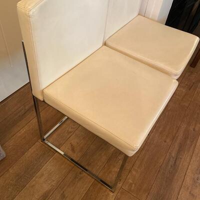 Pair of White Leather Calligaris Side Chairs