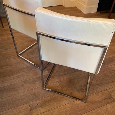 Pair of White Leather Calligaris Side Chairs
