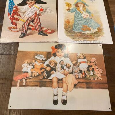 Three Decorative Prints on Tin of Victorian Children