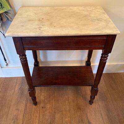 Antique Marble Top Table with Lower Shelf
