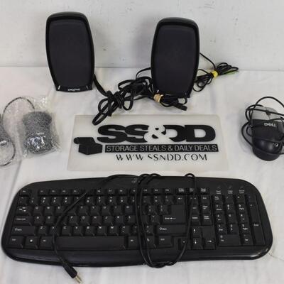 4 pc Electronics, Speaker, Dell Mouse, Asus Mouse