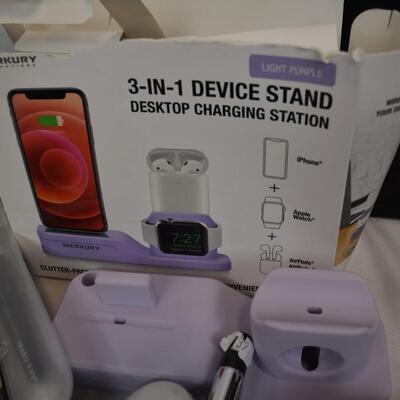 Personal Care Lot: 3-1 Apple Device Stand, Bandanas, Bar Soap, Travel Bag