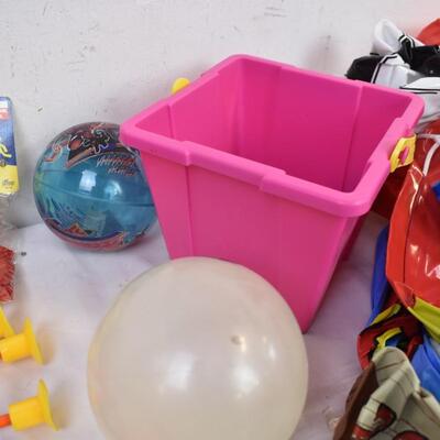 Toy Lot: Water Balloons, Bows, Inflatable Bats and Net