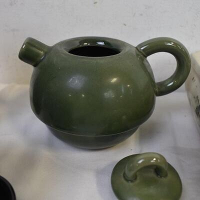 11 pc Small Planters, Ceramic, Plates, Teapot