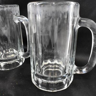 7 Mugs: 6 Clear Glass Mugs, 