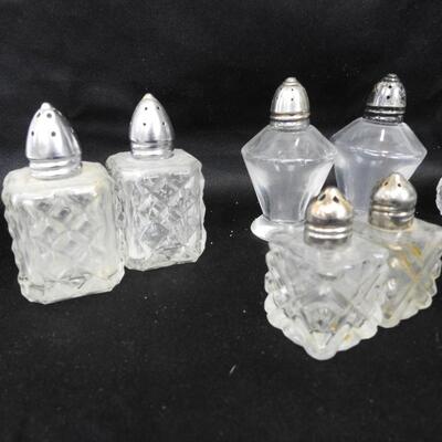 Lot of of 6 Salt & Pepper Shakers, Crystal, Assorted Sizes