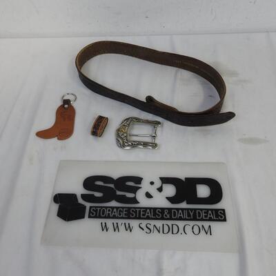 Genuine Leather Belt, Belt Buckle, Key Chain