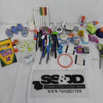 Crafts Lot: Sharpies, Pens, Glue Tape, Punches