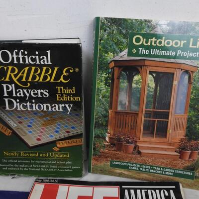 5 Non Fiction Books: Outdoor Living, The Official Scrabble Players Dictionary