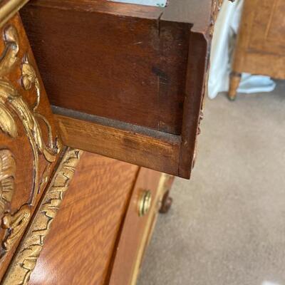 French Louis XV Style Parquetry & Marble Top Chest of Drawers