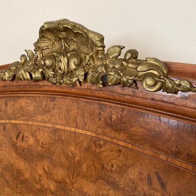 Antique French Burled Wood Full Size Bed