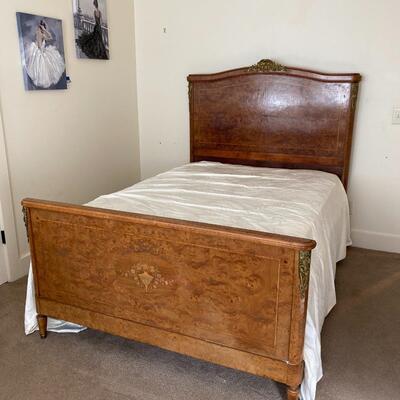 Antique French Burled Wood Full Size Bed