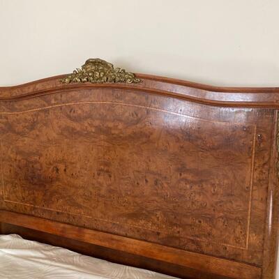 Antique French Burled Wood Full Size Bed