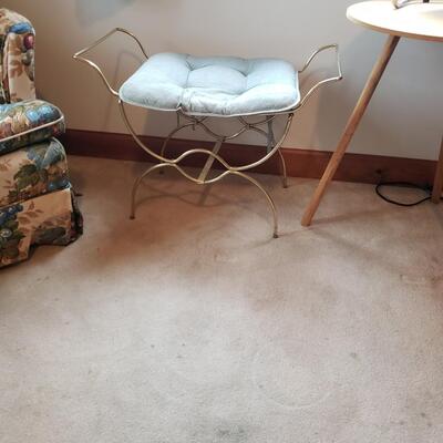 Padded Bustle Chair, Table, and Fan