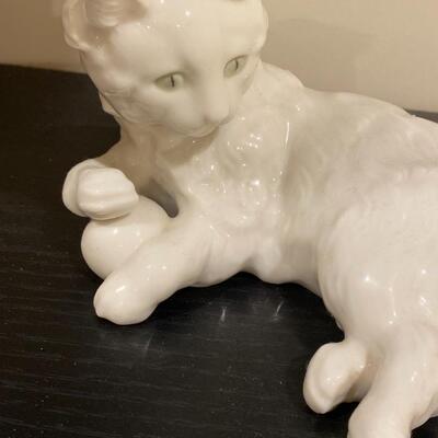 Porcelain White Cat Figurine