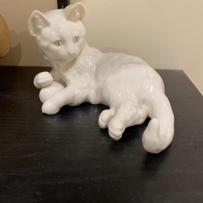 Porcelain White Cat Figurine