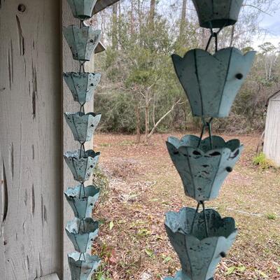 Pair (2) ~ Teal Metal Rain Catchers