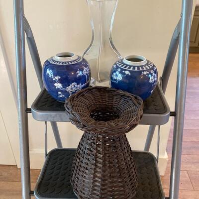 Four Vases Including Baccarat Glass Vase
