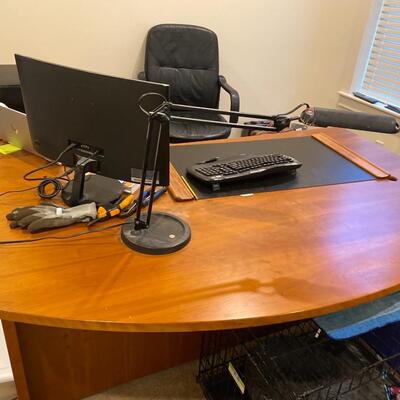 Large Office Desk with Filing Cabinets and Swivel Chair