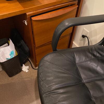Large Office Desk with Filing Cabinets and Swivel Chair