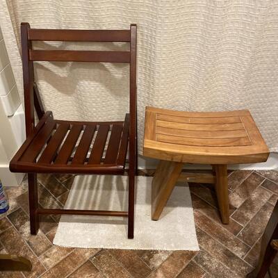 Wooden Folding Chair and Teak Shower Seat