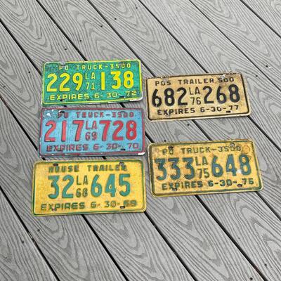 Old License Plates ~ Set Of Five (5)