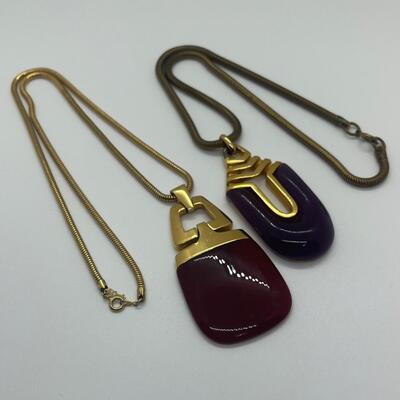 Lot 1: Vintage Crown Trifari Modern Gilt & Resin Mod Necklace & More