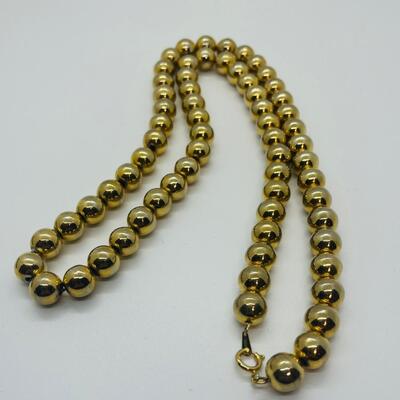 Lot 2: Vintage Chunky Costume Metallic Gold Collar Necklace & Clip-on Earrings