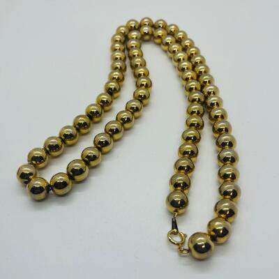 Lot 2: Vintage Chunky Costume Metallic Gold Collar Necklace & Clip-on Earrings