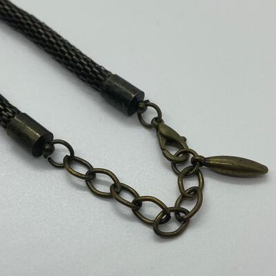 Lot 3: Vintage Carved Wood and Brass Bangle Bracelet & Earth Tone Necklaces Inspired by Nature.