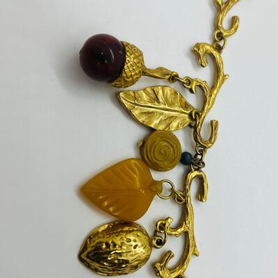 Lot 4: Vintage Artsy Fall  Necklace Inspired by Nature