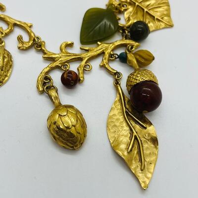 Lot 4: Vintage Artsy Fall  Necklace Inspired by Nature