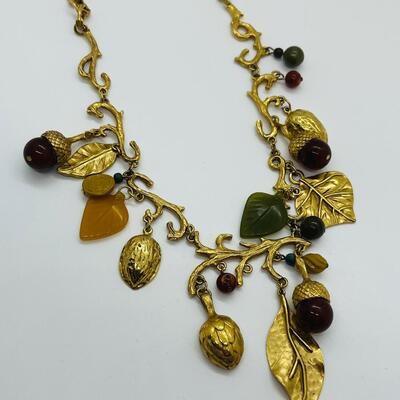 Lot 4: Vintage Artsy Fall  Necklace Inspired by Nature