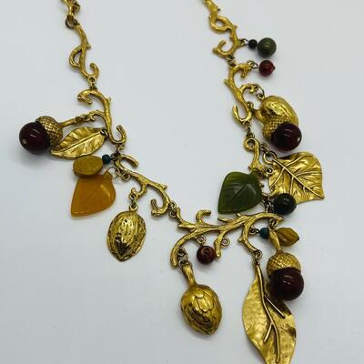 Lot 4: Vintage Artsy Fall  Necklace Inspired by Nature