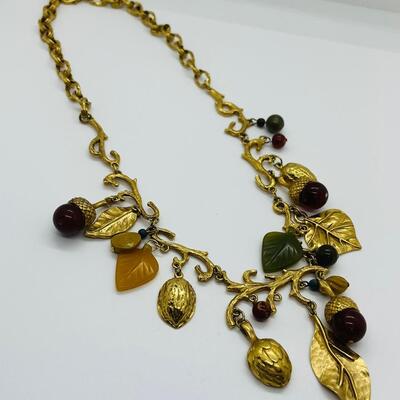 Lot 4: Vintage Artsy Fall  Necklace Inspired by Nature