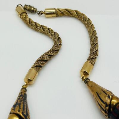 Lot 6: Vintage Wood and Beaded Necklace w/  Bangle Bracelet