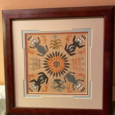Navajo signed & framed sand art