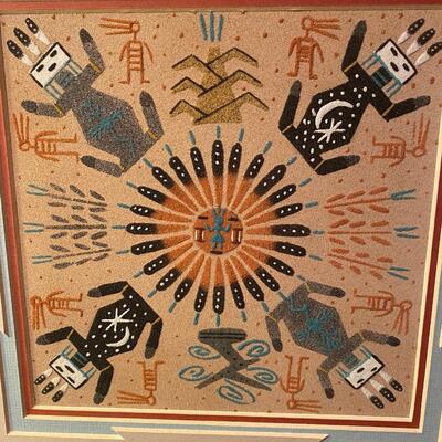 Navajo signed & framed sand art