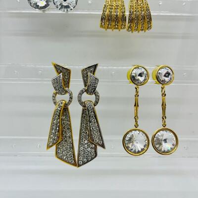 Lot 12: Glitz Glass, Crystal  and Rhinestone Pierced Earring Lot (Evening, Cocktail, Ladies Night Out!)