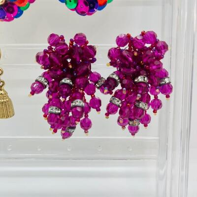 Lot 13: Vintage Colorful Chunky Clip-on Earrings