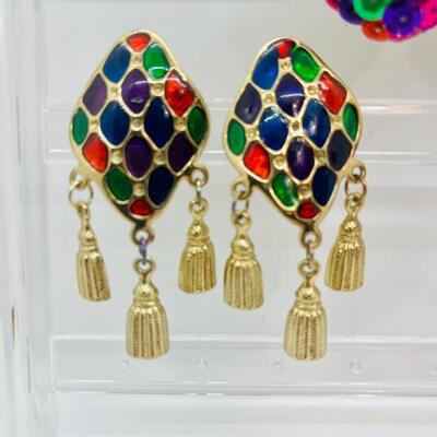 Lot 13: Vintage Colorful Chunky Clip-on Earrings