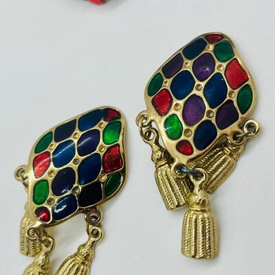 Lot 13: Vintage Colorful Chunky Clip-on Earrings