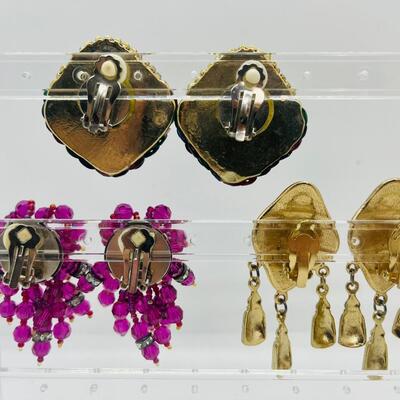 Lot 13: Vintage Colorful Chunky Clip-on Earrings