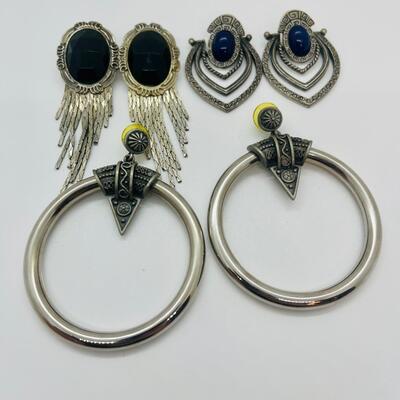 Lot 15: Silvertone Fashion Earrings by Jonette Jewelry and More (90's Large)